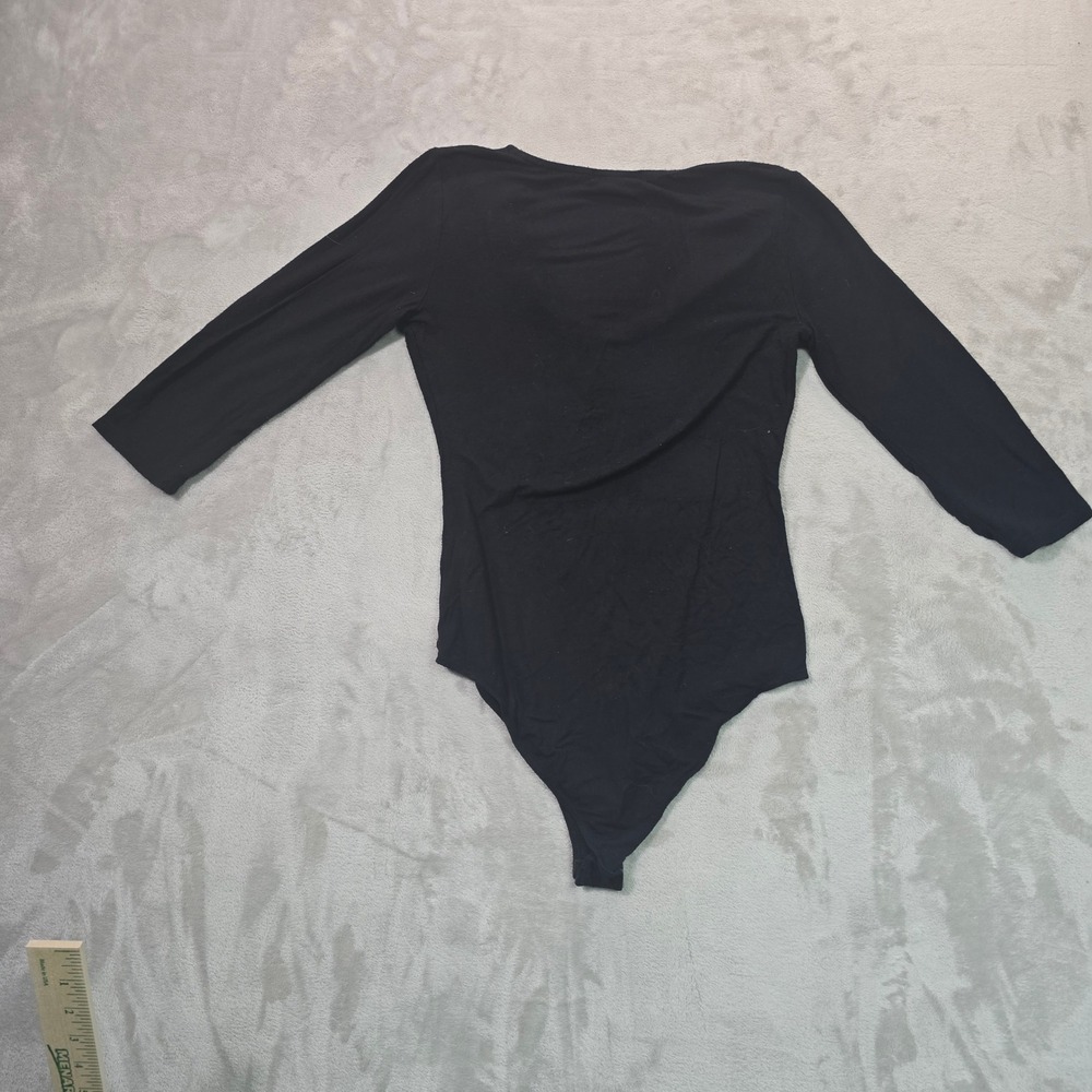 Nine Britton Womens V-Neck Long Sleeve Bodysuit Black Size M